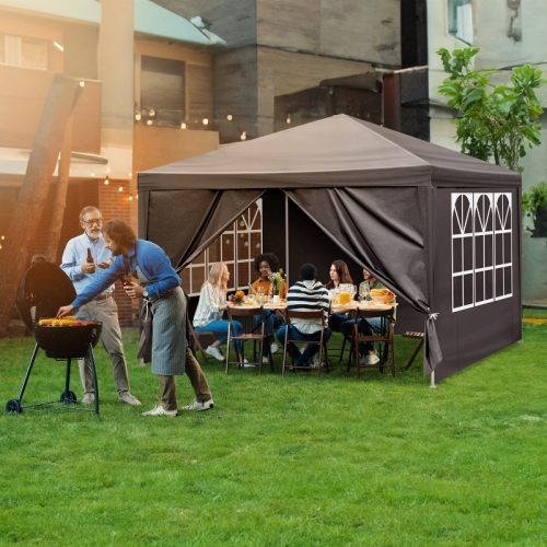 Zimtown 10' x 10' Canopy Tent Wedding Party Patio w/4 Side Walls Black