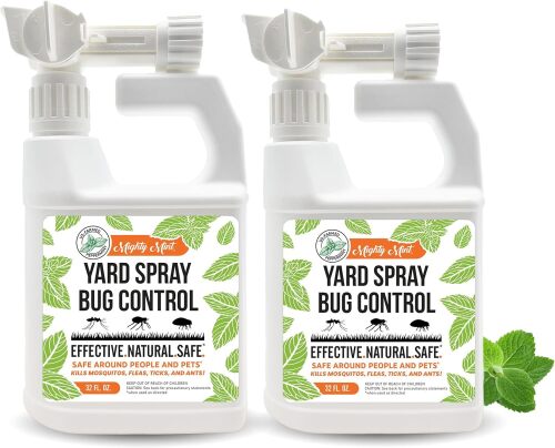 Mighty Mint Peppermint Oil Lawn & Yard Bug Control Spray, 32 oz, Pack of 2 Natural Outdoor Pest Repellent for Fleas, Ticks, Mosquitoes, Ants, and More, Plant-Based, Extra-Strength Formula