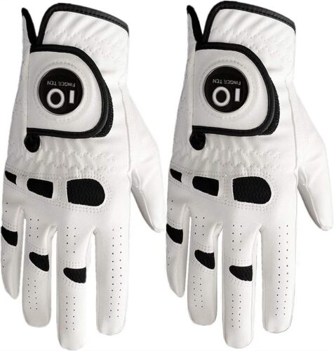 FINGER TEN Golf Gloves Men with Ball Marker 2 Pack