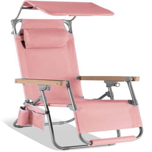Beach Chair with Adjustable Canopy, Zero Gravity with Carry Straps