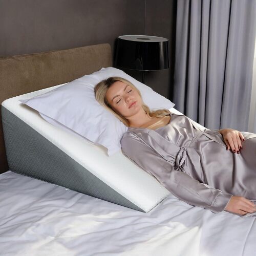 Kolbs Bed Wedge Pillow for Sleep Apnea, FSA Eligible Acid Reflux, and Back Pain Relief, with Chic Jacquard Cover - Headboard Wedges for Sleeping (Extra Wide 12" Height)