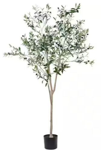 5 ft. Artificial Olive Tree Indoor Faux Plant Tree with Realistic Leaves and Fruit in Pot for Home Decoration