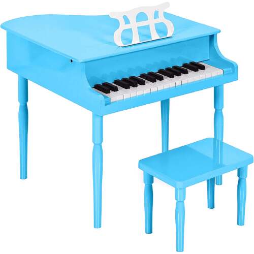 Kids Mini Wooden Grand Piano w/ Lid, Bench, Music Rack, Song Book, Stickers