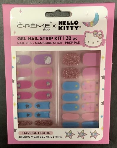 The Crème Shop x Hello Kitty Gel Nail Strip Kit 32pc with Nail File, Manicure Stick, Prep Pads, 6-Pack
