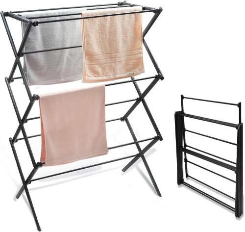 3 Tiers Foldable Clothes Drying Rack, Vertical Laundry Rack Portable and Collapsible for Storage Indoor Outdoor
