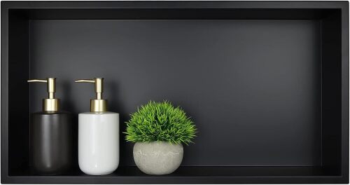 Stainless Steel Shower Niche 24" X 12" Matte Black No Tile Needed