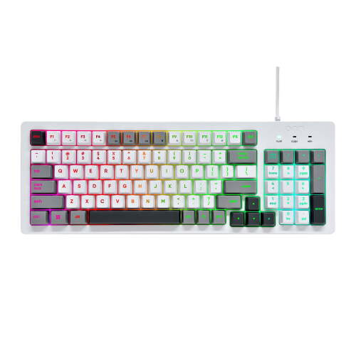 onn Wired RGB Backlit Keyboard, Arctic White, USB Connection