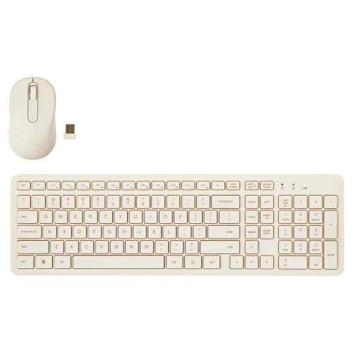 onn Wireless Keyboard and Mouse Combo, 104 Keys, Vanilla Dream