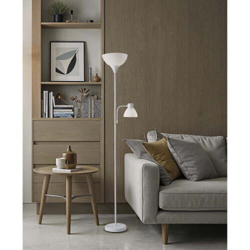 Mainstays 72 in White Combo Floor Lamp with Adjustable Reading Lamp