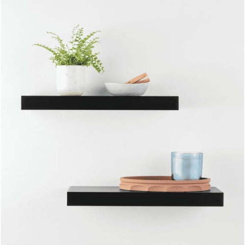 Mainstays Black Floating Shelves, 16.5 in, Set of 2