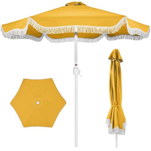 9ft Boho Fringe Umbrella Tilt, UPF50+, Steel Pole