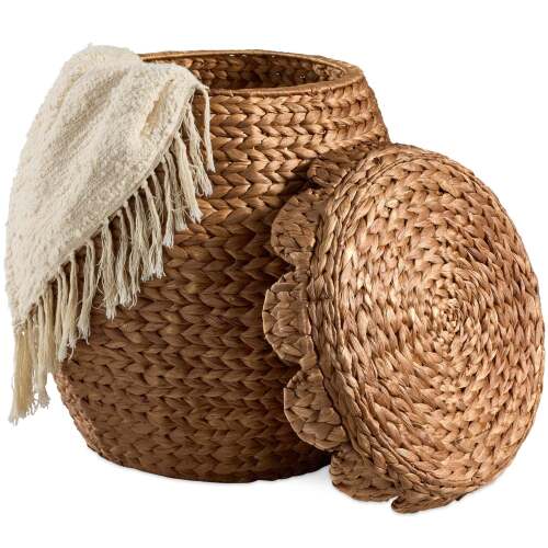 Scalloped Hyacinth Storage Tote Basket