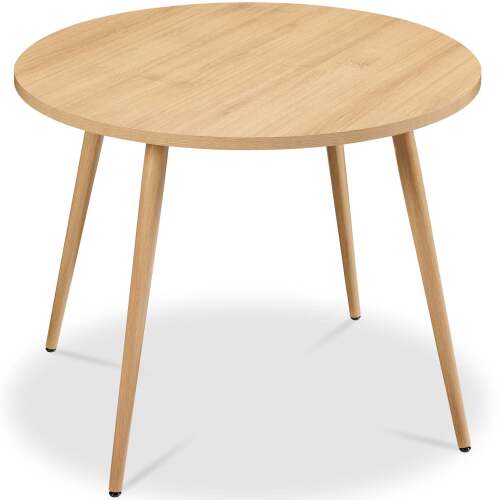 Round Mid-Century Modern 35.5in Dining Table, Dinette for Home or Kitchen w/Wood Finish Steel Legs