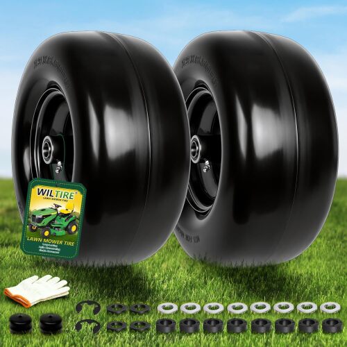 Wiltire 2 pack 13x6.50-6 Flat Free Zero Turn Lawn Mower Tires and wheel