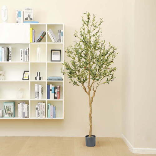 Nafresh 7FT Tall and Fuller Style Artificial Olive Tree, Realistic Faux Olive Plant for Indoor Décor