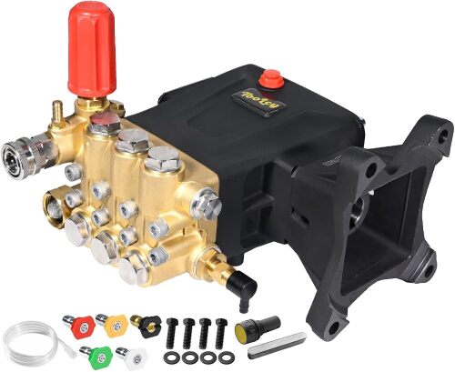 TOOLCY 1" Shaft Pressure Washer Pump 4200 PSI with Adjustment Unloader 4.2 GPM Horizontal Gas Power Washer Replacement, Direct Drive Triplex Plunger Pump