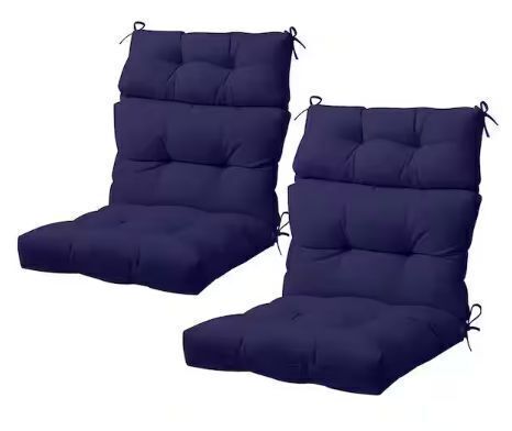 22 in. x 47 in. Seat/Back Outdoor Chair Cushion, Outdoor High Back Dining Chair Cushion (2-Pack) in Dark Blue