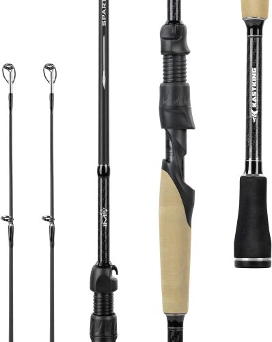 KastKing Spartacus II Plus Twin-Tip Spinning & Casting Fishing Rods 2-Piece Rods with Extra Tip Section, IM6 Graphite Blanks, PTS, Stainless Steel Frame with Zirconium Oxide Rings, AAA Grip