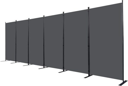 Room Divider, 6 Panel Folding Privacy Screens with Wider Feet, Grey