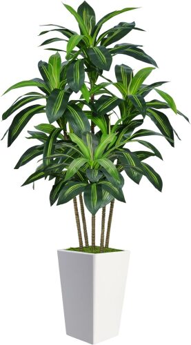 Flydeer 6FT Artificial Dracaena Tree with Tall White Planter, Floor Plant