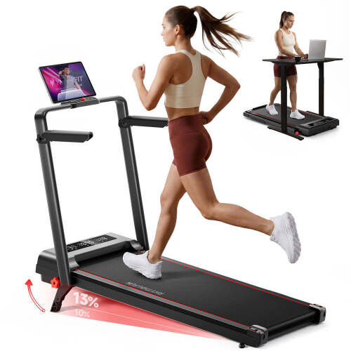 RHYTHM FUN Treadmill with Incline, Walking Pad with Handle Bar,300lbs Walking Pad with APP, Portable Folding Walking Treadmills for Home/Office with Low Noise