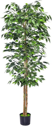HAIHONG 6FT Artificial Ficus Tree,Fake Plants with Sturdy Plastic Nursery Pot,Faux Ficus Trees for Home Office Living Room Farmhouse Indoor Outdoor Decor Perfect Housewarming Gift (6FT-1Pack)