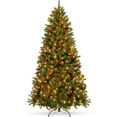 Pre-Lit Pre-Decorated Artificial Christmas Tree Spruce w/Twinkling LEDs 9ft
