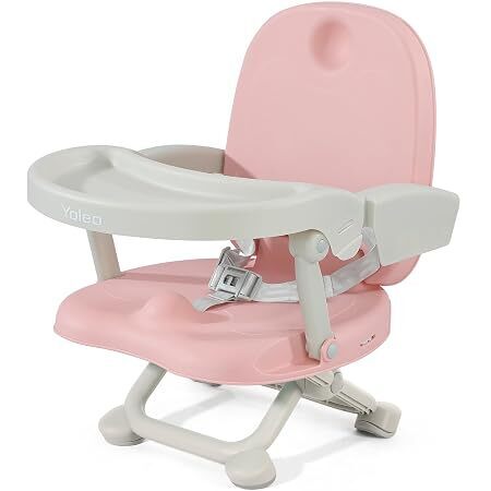 YOLEO Baby High Chair Booster Seat for Dining Table, Foldable High Chairs with Adjustable Heights, Travel Booster Seat with Removable Tray-no cushion