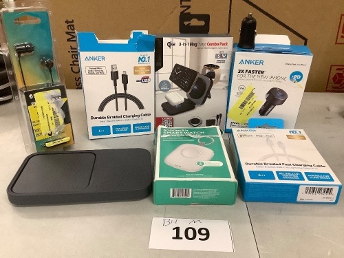 Lot of Misc. Phone Charging Accesories Includes Anker and Skull Candy