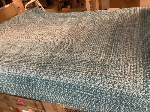 Large Blue/White Outdoor Rug (Unknown Size)