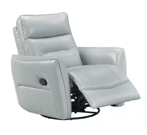 Bradford Aqua Leather Manual Swivel Glider Recliner