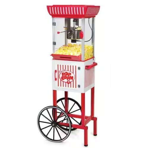 Nostalgia 380 W 2.5 oz. Red/White Hot Air Popcorn Cart - Missing Some Hardware