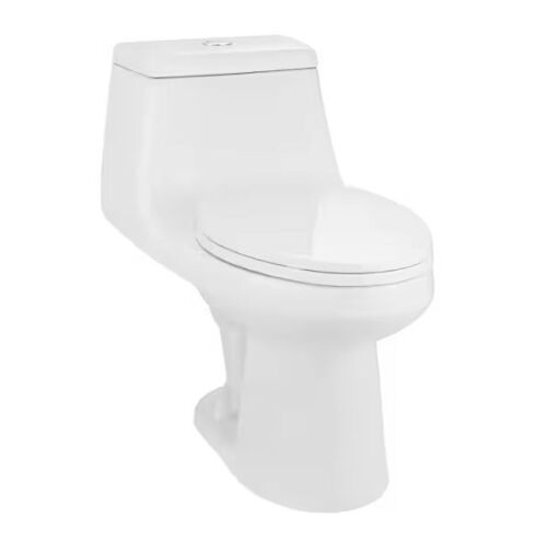 Glacier Bay McClure 12 in. Rough in 1-Piece 1.0 GPF/1.28 GPF Dual Flush Elongated Toilet in White, Seat Included