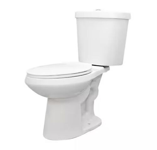 Glacier Bay 12 in. Rough In 2-Piece 1.0 GPF/1.28 GPF Dual Flush Elongated Toilet in White, Seat Included