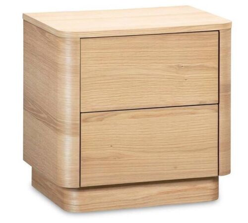 NADAAL STUDIOS Odette Oak 2-Drawer 20 in. W Tall Nightstand