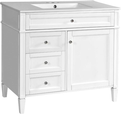 36" Bathroom Vanity with Sink, 2 Drawers, 1 Tip-Out Drawer and Door Shelves