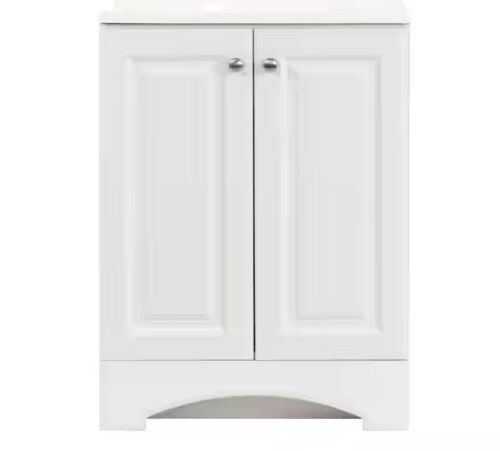 Glacier Bay 25 in. Single Sink White Freestanding Bath Vanity Cabinet - No Top