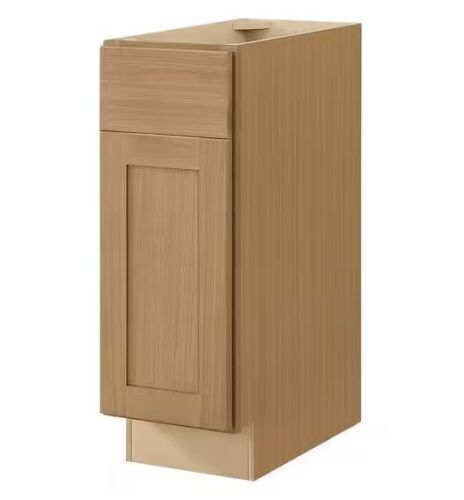 Hampton Bay Avondale 12 in. W x 24 in. D x 34.5 in. H Ready to Assemble Plywood Shaker Base Kitchen Cabinet in White Oak