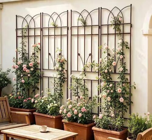 KOTSICO 71 in Brown Metal Rustproof Garden Trellis for Climbing Plants (4-Pack)