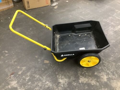 Gorilla 4 cu. ft. Poly Utility Garden Cart, 300 lbs. Capacity, 12 in. No-Flat Tires, Extra-Wide Foldable Handle