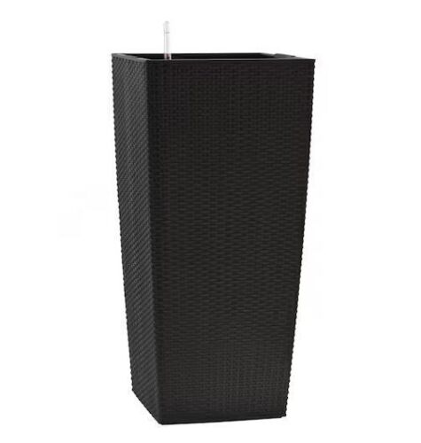 30.1 in. H x 15.4 in. L Black Indoor Outdoor Plastic Self-Watering Square Flower Pots Planter with Water Level Detection