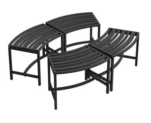 Metal Curved Backless Fire Pit Bench, Set of 4