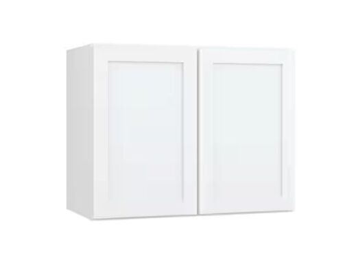 Hampton Bay Courtland 30 in. W x 15 in. D x 23.5 in. H Assembled Shaker Wall Bridge Kitchen Cabinet in Polar White