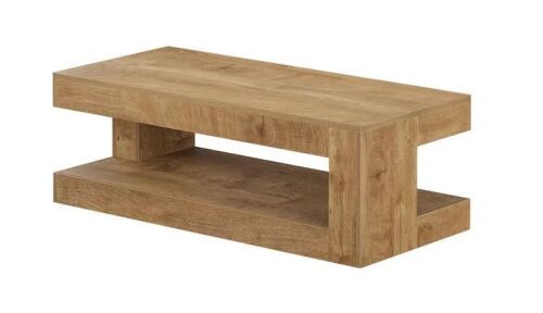 BYBLIGHT Allan 47.24 in. Wood Color Rectangle Wood Coffee Table with 2-Tier Storage