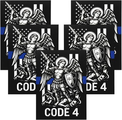 Code 4 St Michael Thin Blue Line Stickers, 100+ ct
