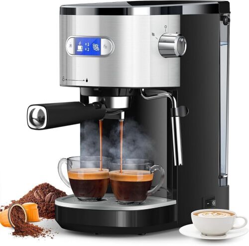 20 Bar Semi-Automatic Espresso Maker with Milk Frother Steam Wand