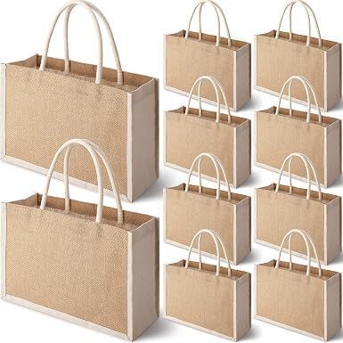 Jute Tote Bag with Handles, 10pc