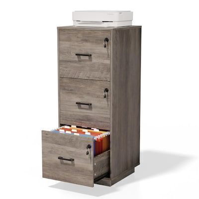 VINGLI 15.3W x 38.6H 3-Drawer Vertical File Cabinet with Lock