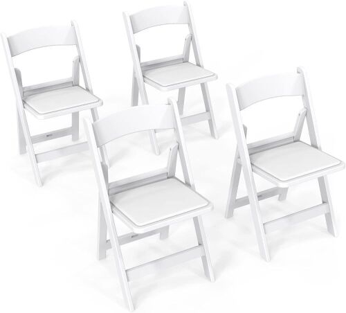 FCH Plastic Folding Chair with Padded Seat, 4 Pack