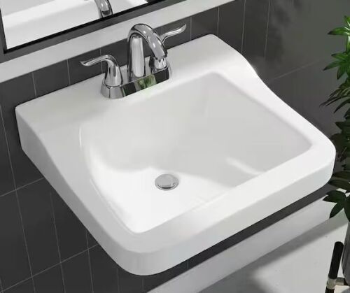 Glacier Bay Aragon 19 in. Rectangular Vitreous China Bathroom Sink in White